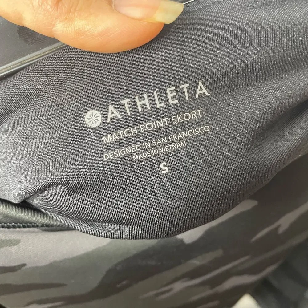 Athleta Match Point Skort Small Gray Camo Tennis Skirt Size S